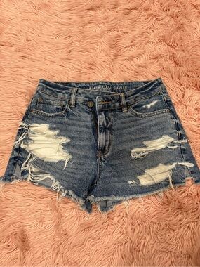 American Eagle Outfitters Distressed Dark Blue Denim Cutoff Shorts